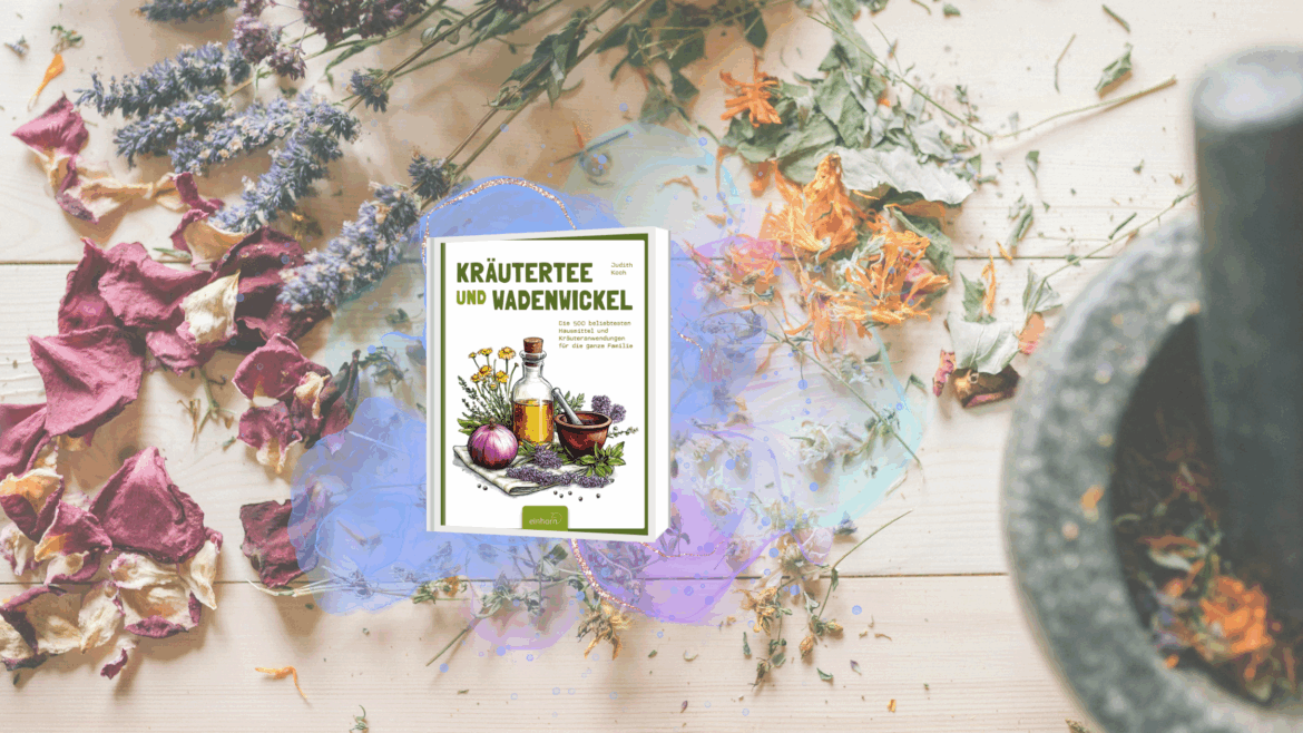 Buchcover auf einem Hintergrund mit Kräutern