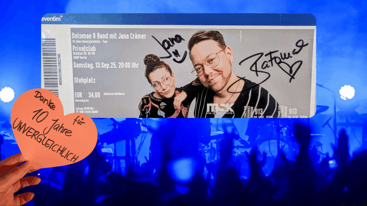 Konzertticket vor Hintergrund einer Band